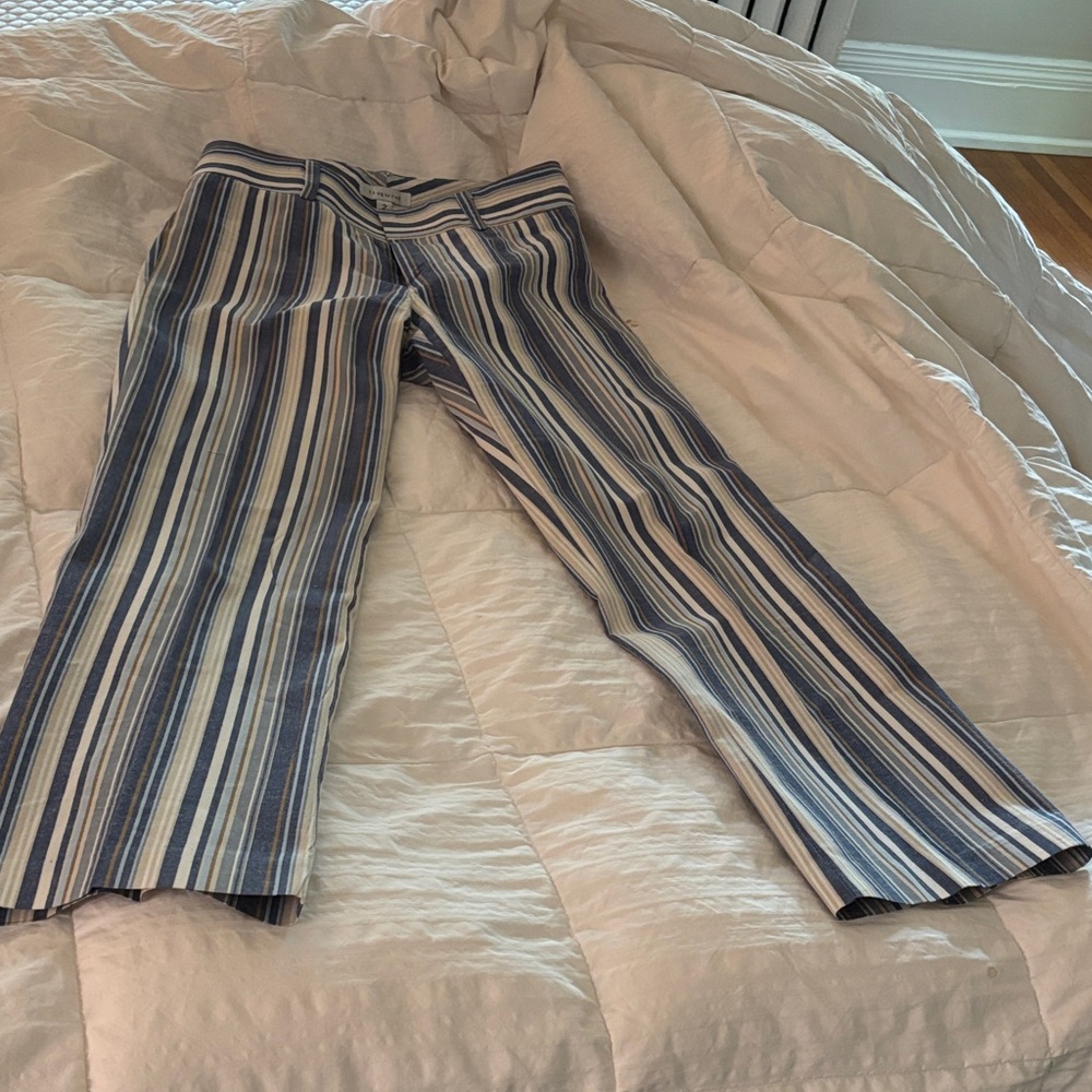 Anthropology treasure!  Blue and White Striped Boot Cut Pants by liquid